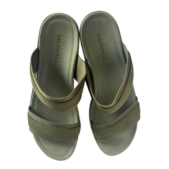 Merrell Kaiteri Women's Wedge Slide Olive Green Sandals - Picture 2 of 5
